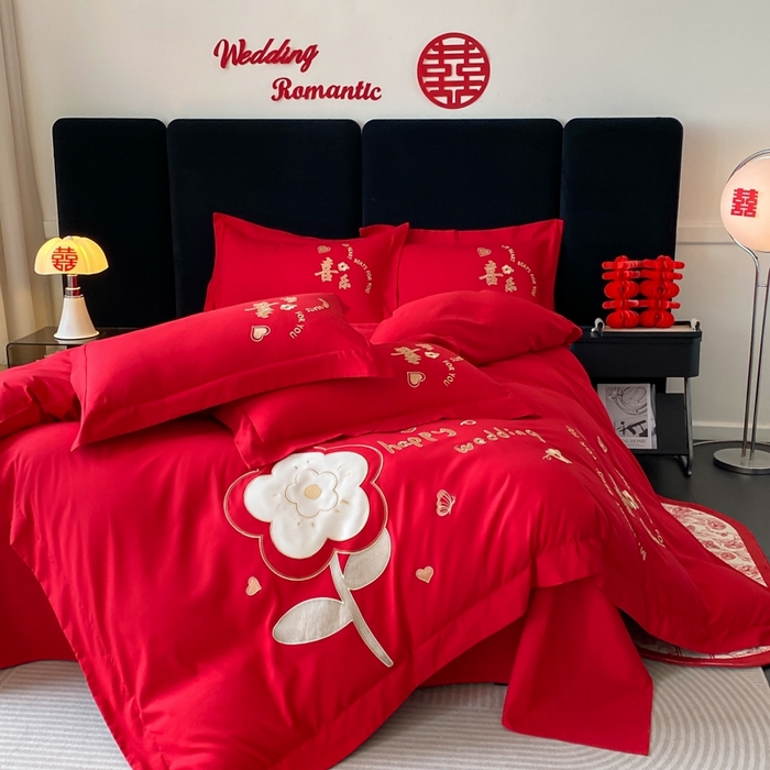 91家纺网 家纺一手货源 找家纺 青柚 2025新款高端婚庆刺绣四件套（标准不低于158加大不低于168以此类推，低价必投不撤销） 平安喜乐