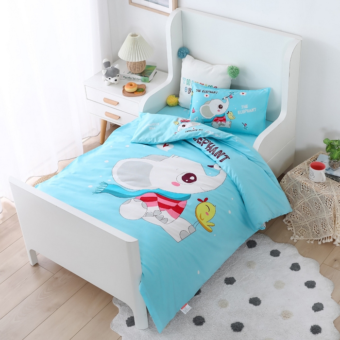 91家纺网 家纺一手货源 找家纺 2025新品全棉大版幼儿园三件套儿童被褥六件套宝宝午睡入园婴儿床床上用品 象宝宝