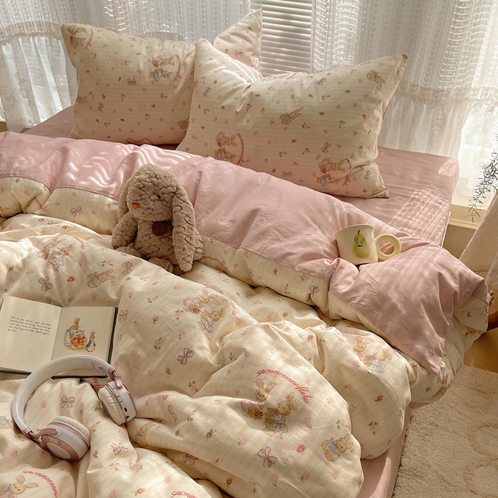 91家纺网 家纺一手货源 找家纺 瑞莱 2025新款开学季全棉纯棉萌趣印花四件套 甜蜜纪念日