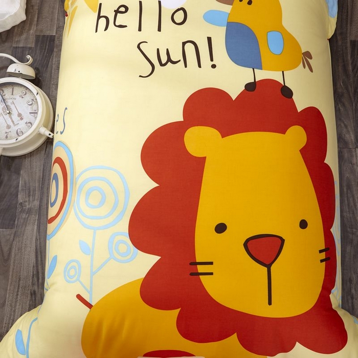 91家纺网 家纺一手货源 找家纺  2025新品全棉大版幼儿园三件套儿童被褥六件套宝宝午睡入园婴儿床床上用品 丛林狮子