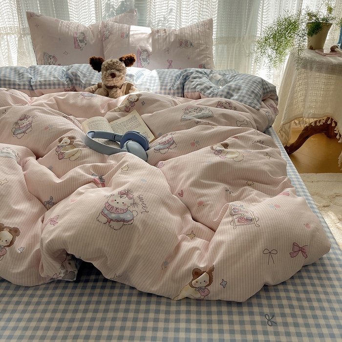 91家纺网 家纺一手货源 找家纺 瑞莱 2025新款开学季全棉纯棉萌趣印花四件套 甜品小狗