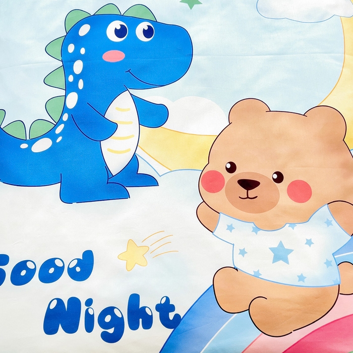 91家纺网 家纺一手货源 找家纺  2025新品全棉大版幼儿园三件套儿童被褥六件套宝宝午睡入园婴儿床床上用品 恐龙与熊