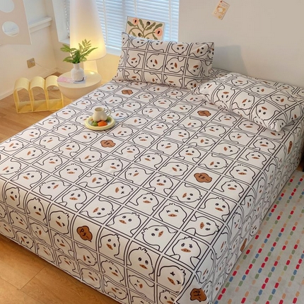 91家纺网 家纺一手货源 找家纺 （总）女子家纺 2025新款三枚缎老粗布床单三件套