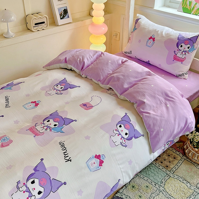 91家纺网 家纺一手货源 找家纺 海岛哥哥 2025新款A类云朵水洗棉三丽鸥正版授权四件套-学生床 三丽鸥-五星库洛米