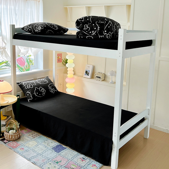 91家纺网 家纺一手货源 找家纺 海岛哥哥 2025新款A类云朵水洗棉三丽鸥正版授权四件套-学生床 三丽鸥-黑白KT