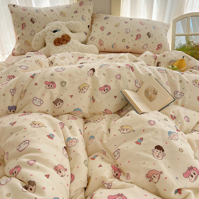 91家纺网 家纺一手货源 找家纺 瑞莱 2025新款开学季全棉纯棉萌趣印花四件套 糖果幼儿园