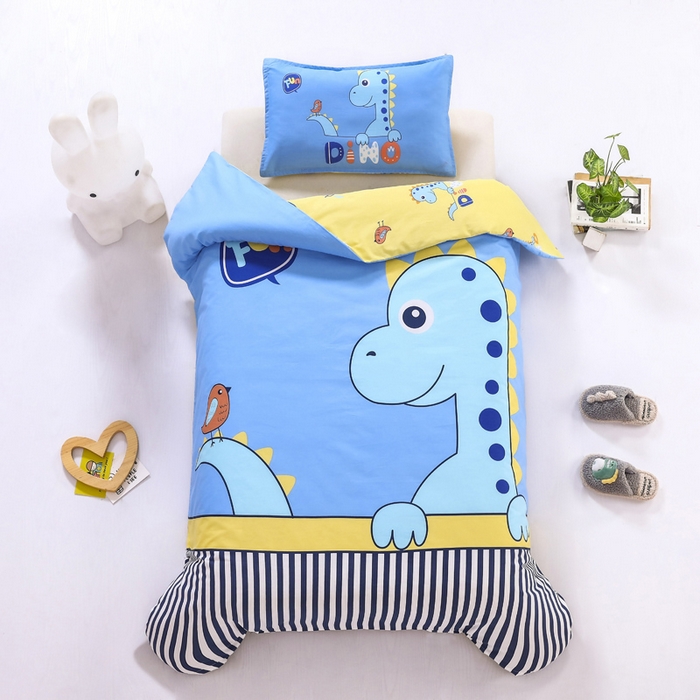 91家纺网 家纺一手货源 找家纺 2025新品全棉大版幼儿园三件套儿童被褥六件套宝宝午睡入园婴儿床床上用品 跳跳龙