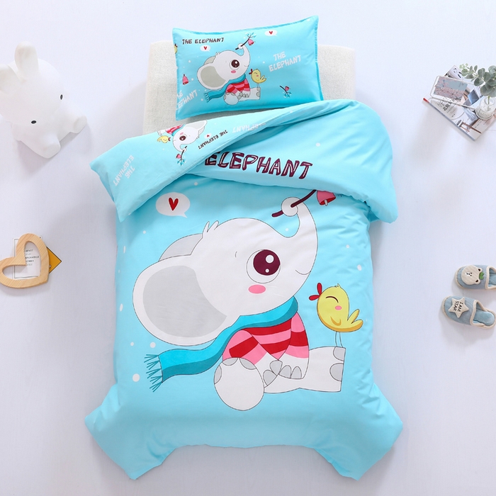 91家纺网 家纺一手货源 找家纺 2025新品全棉大版幼儿园三件套儿童被褥六件套宝宝午睡入园婴儿床床上用品 象宝宝