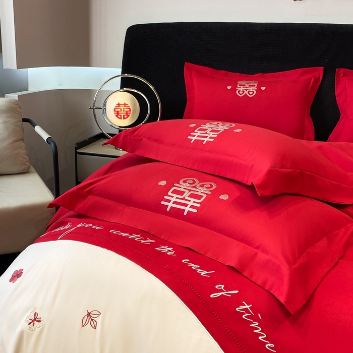 91家纺网 家纺一手货源 找家纺 青柚 2025新款高端婚庆刺绣四件套（标准不低于158加大不低于168以此类推，低价必投不撤销） 余生欢喜