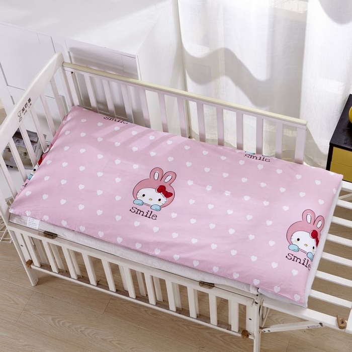 91家纺网 家纺一手货源 找家纺 2025新品全棉大版幼儿园三件套儿童被褥六件套宝宝午睡入园婴儿床床上用品 微笑猫咪