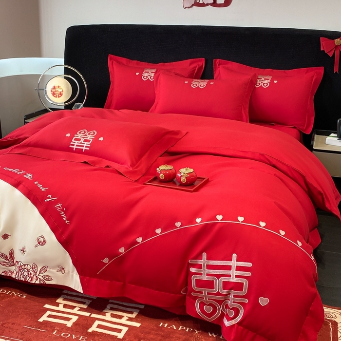 91家纺网 家纺一手货源 找家纺 青柚 2025新款高端婚庆刺绣四件套（标准不低于158加大不低于168以此类推，低价必投不撤销） 余生欢喜