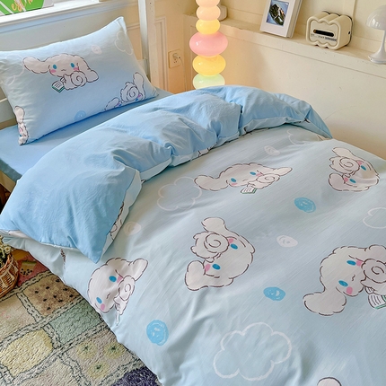 91家纺网 家纺一手货源 找家纺 （总）海岛哥哥 2025新款A类云朵水洗棉三丽鸥正版授权四件套-学生床