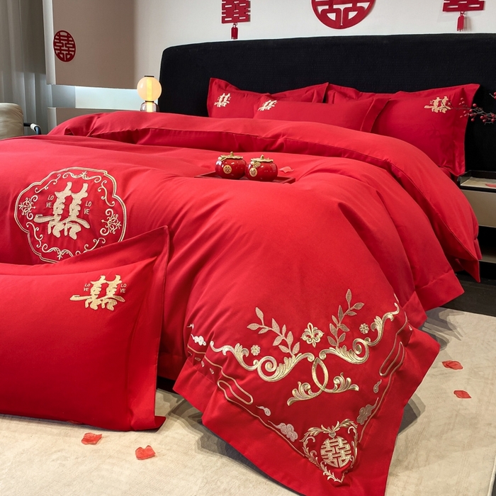 91家纺网 家纺一手货源 找家纺 青柚 2025新款高端婚庆刺绣四件套（标准不低于158加大不低于168以此类推，低价必投不撤销） 喜遇