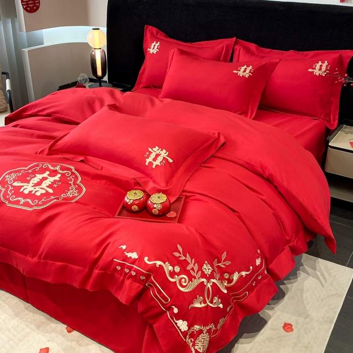 91家纺网 家纺一手货源 找家纺 青柚 2025新款高端婚庆刺绣四件套（标准不低于158加大不低于168以此类推，低价必投不撤销） 喜遇