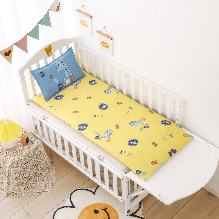 91家纺网 家纺一手货源 找家纺 2025新品全棉大版幼儿园三件套儿童被褥六件套宝宝午睡入园婴儿床床上用品 跳跳龙