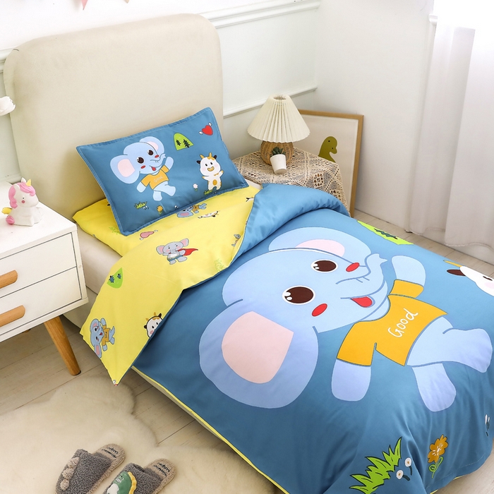 91家纺网 家纺一手货源 找家纺 2025新品全棉大版幼儿园三件套儿童被褥六件套宝宝午睡入园婴儿床床上用品 贝塔小象