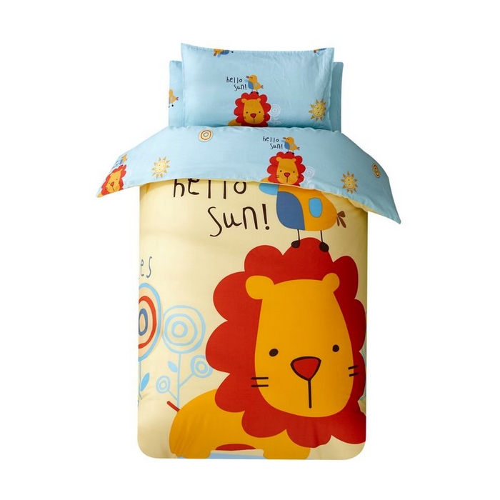 91家纺网 家纺一手货源 找家纺  2025新品全棉大版幼儿园三件套儿童被褥六件套宝宝午睡入园婴儿床床上用品 丛林狮子