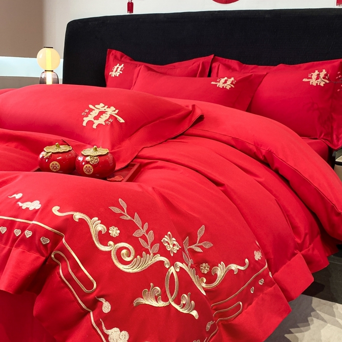 91家纺网 家纺一手货源 找家纺 青柚 2025新款高端婚庆刺绣四件套（标准不低于158加大不低于168以此类推，低价必投不撤销） 喜遇