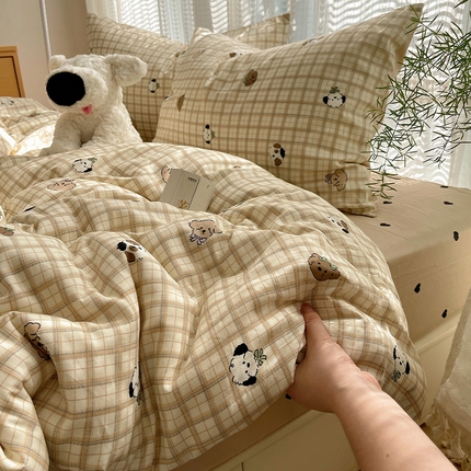 瑞莱 2025新款开学季全棉纯棉萌趣印花四件套 曲奇小狗