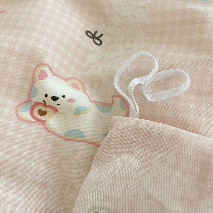 91家纺网 家纺一手货源 找家纺 瑞莱 2025新款开学季全棉纯棉萌趣印花四件套 蕾丝小狗