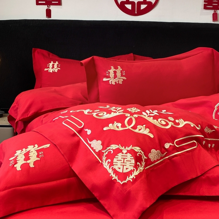 91家纺网 家纺一手货源 找家纺 青柚 2025新款高端婚庆刺绣四件套（标准不低于158加大不低于168以此类推，低价必投不撤销） 喜遇