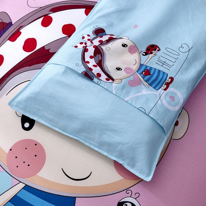 91家纺网 家纺一手货源 找家纺 2025新品全棉大版幼儿园三件套儿童被褥六件套宝宝午睡入园婴儿床床上用品 糖果女孩