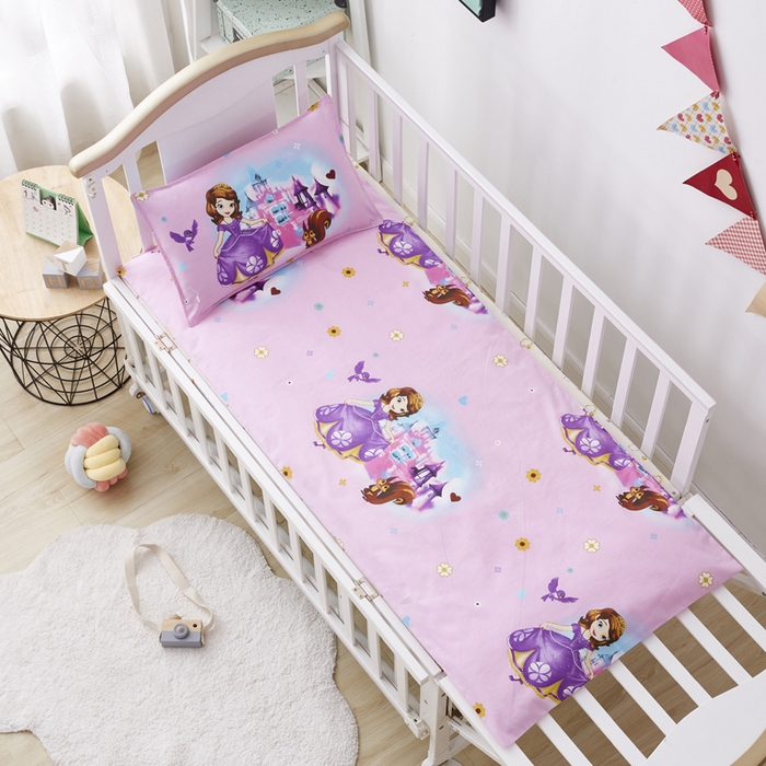 91家纺网 家纺一手货源 找家纺 2025新品全棉大版幼儿园三件套儿童被褥六件套宝宝午睡入园婴儿床床上用品 城堡苏菲亚