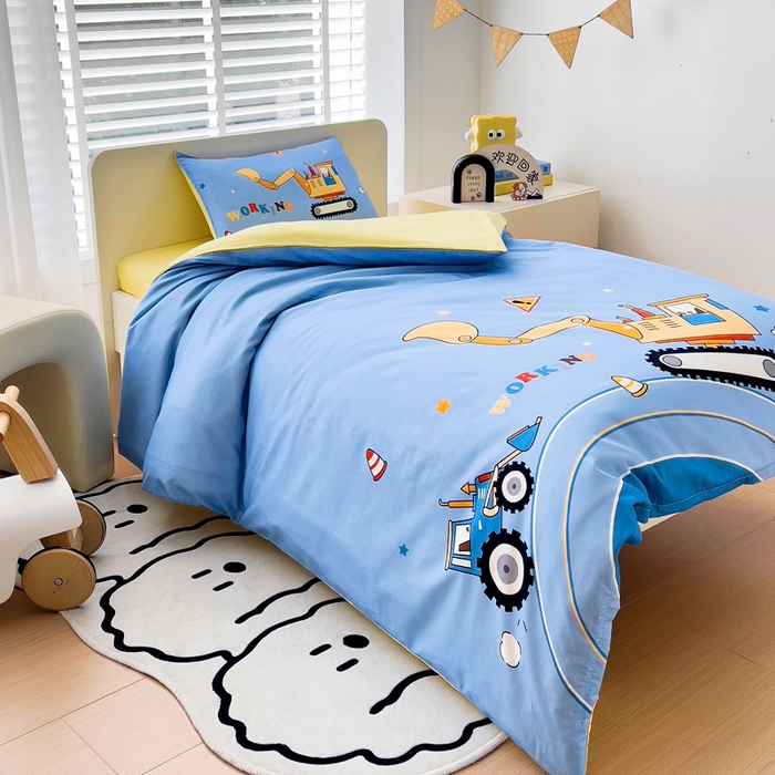 91家纺网 家纺一手货源 找家纺 2025新品全棉大版幼儿园三件套儿童被褥六件套宝宝午睡入园婴儿床床上用品 挖掘机