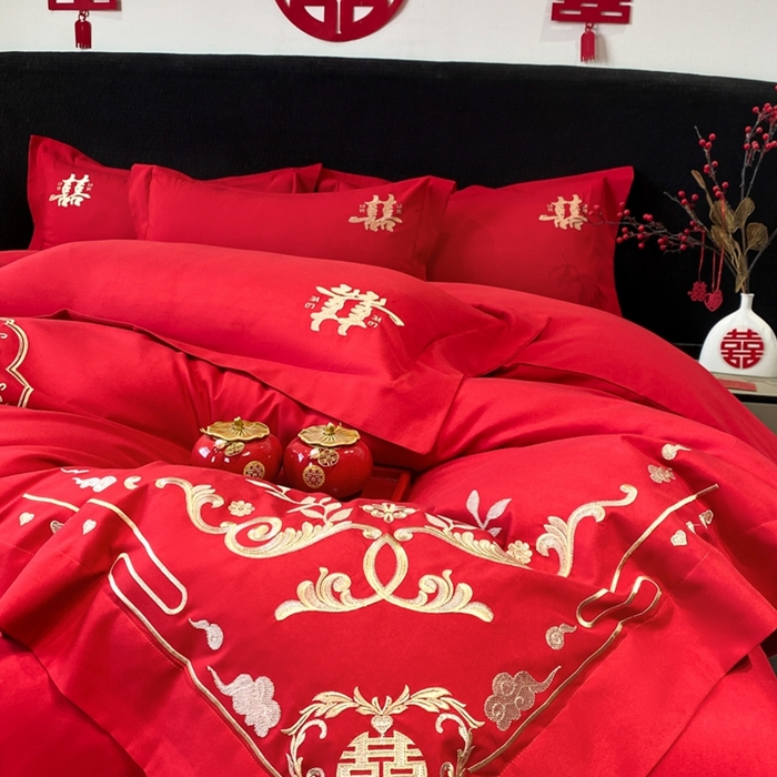 91家纺网 家纺一手货源 找家纺 青柚 2025新款高端婚庆刺绣四件套（标准不低于158加大不低于168以此类推，低价必投不撤销） 喜遇