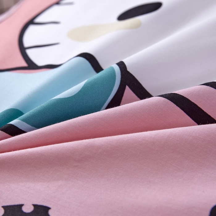 91家纺网 家纺一手货源 找家纺 2025新品全棉大版幼儿园三件套儿童被褥六件套宝宝午睡入园婴儿床床上用品 微笑猫咪