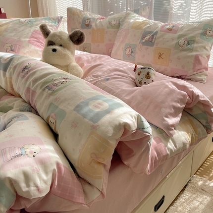 91家纺网 家纺一手货源 找家纺 （总）瑞莱 2025新款开学季全棉纯棉萌趣印花四件套