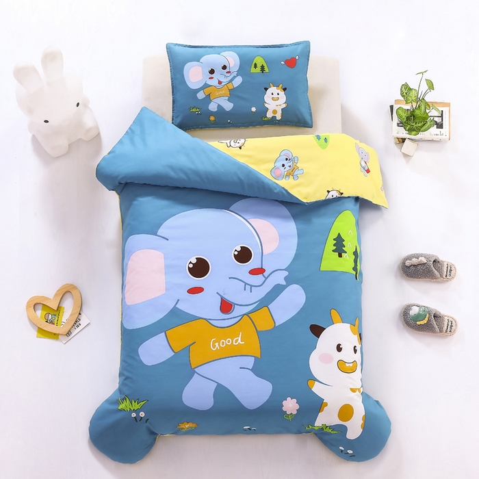 91家纺网 家纺一手货源 找家纺 2025新品全棉大版幼儿园三件套儿童被褥六件套宝宝午睡入园婴儿床床上用品 贝塔小象