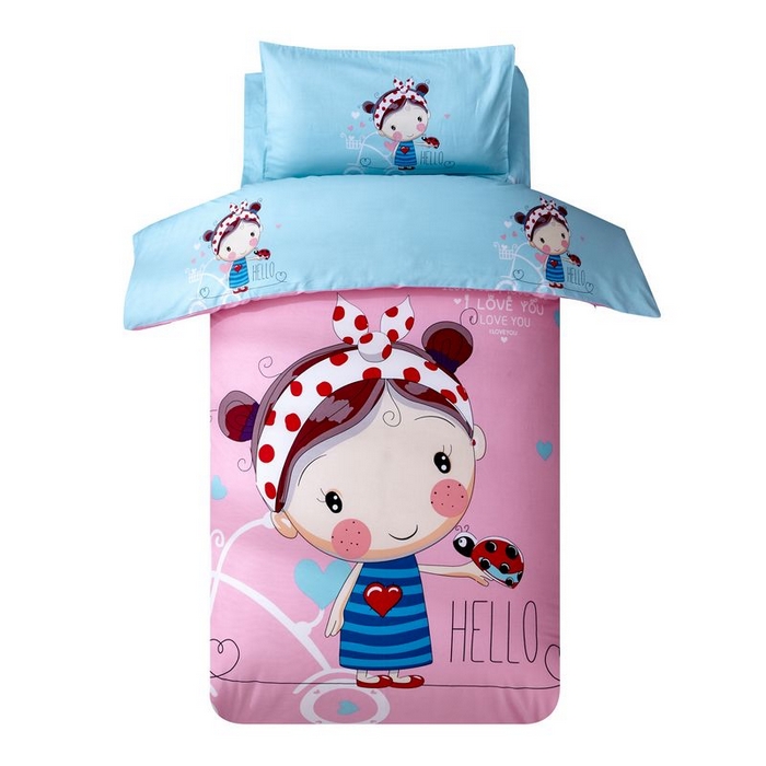 91家纺网 家纺一手货源 找家纺 2025新品全棉大版幼儿园三件套儿童被褥六件套宝宝午睡入园婴儿床床上用品 糖果女孩