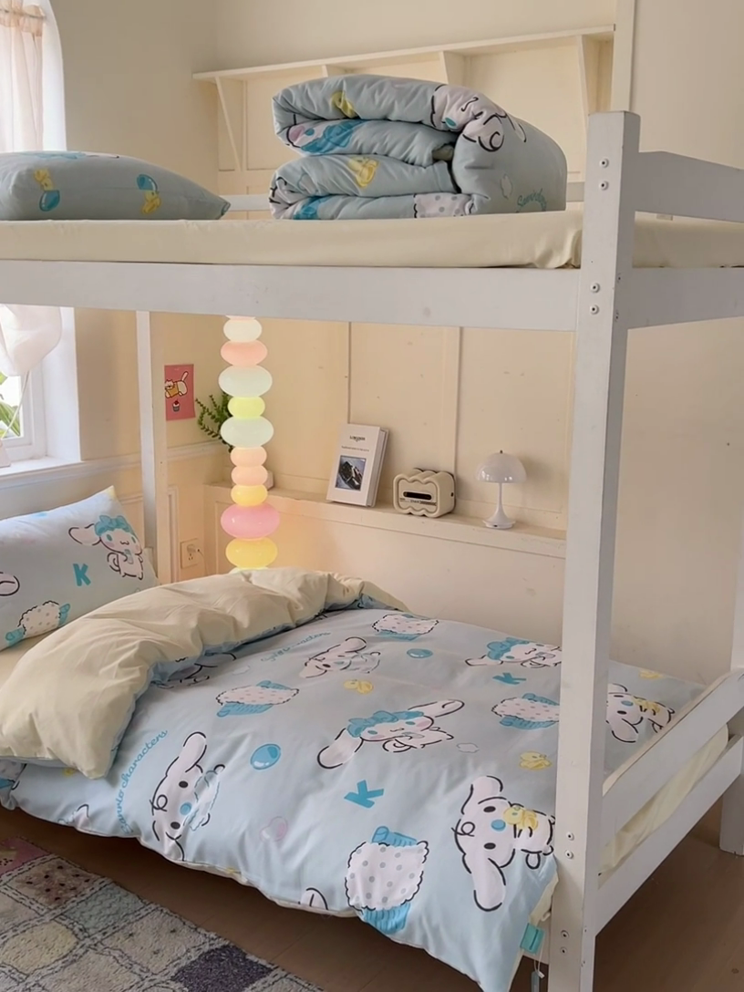 91家纺网 家纺一手货源 找家纺 海岛哥哥 2025新款A类云朵水洗棉三丽鸥正版授权四件套-学生床 三丽鸥-泡泡玉桂狗