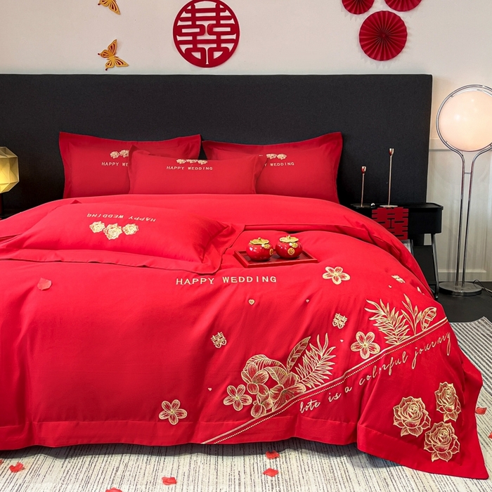 91家纺网 家纺一手货源 找家纺 （总）青柚 2025新款高端婚庆刺绣四件套（标准不低于158加大不低于168以此类推，低价必投不撤销）