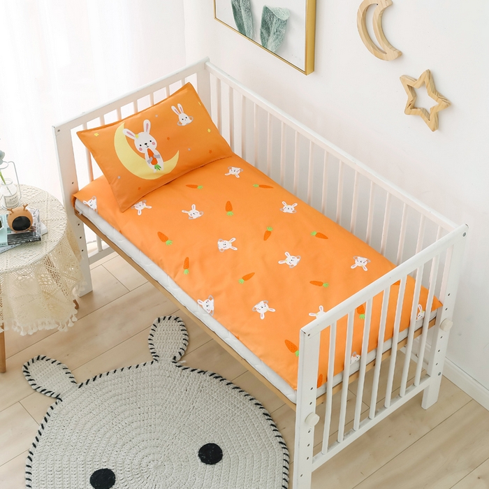 91家纺网 家纺一手货源 找家纺 2025新品全棉大版幼儿园三件套儿童被褥六件套宝宝午睡入园婴儿床床上用品 萝卜小兔