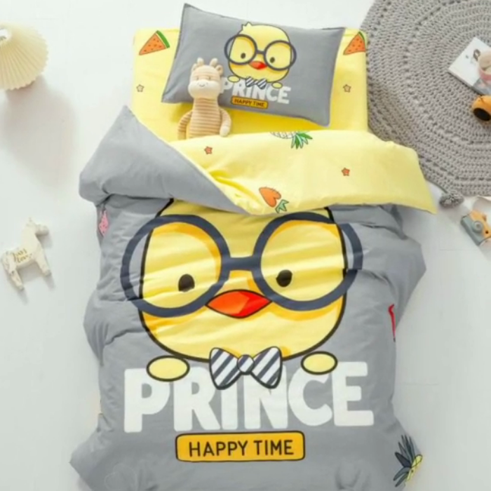 91家纺网 家纺一手货源 找家纺 2025新品全棉大版幼儿园三件套儿童被褥六件套宝宝午睡入园婴儿床床上用品 快乐小鸡