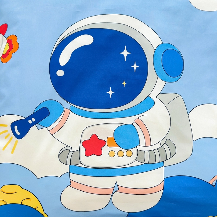 91家纺网 家纺一手货源 找家纺 2025新品全棉大版幼儿园三件套儿童被褥六件套宝宝午睡入园婴儿床床上用品 宇宙探险