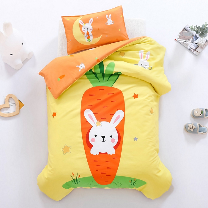 91家纺网 家纺一手货源 找家纺 2025新品全棉大版幼儿园三件套儿童被褥六件套宝宝午睡入园婴儿床床上用品 萝卜小兔