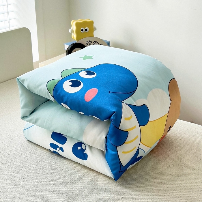 91家纺网 家纺一手货源 找家纺  2025新品全棉大版幼儿园三件套儿童被褥六件套宝宝午睡入园婴儿床床上用品 恐龙与熊