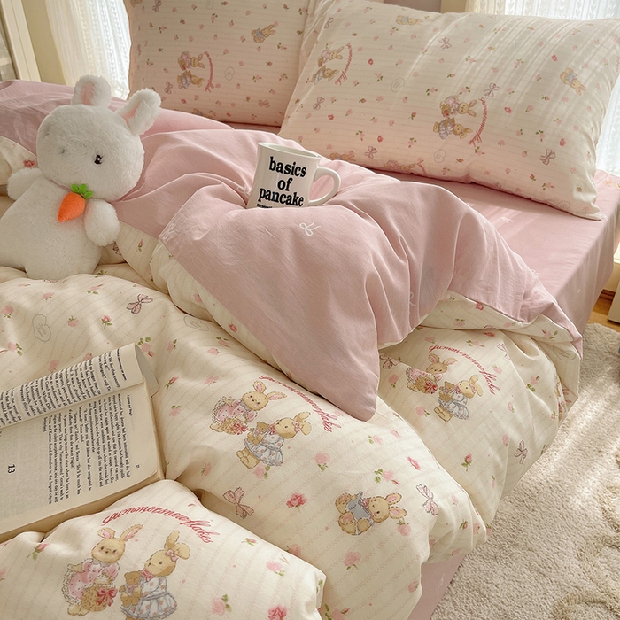 91家纺网 家纺一手货源 找家纺 瑞莱 2025新款开学季全棉纯棉萌趣印花四件套 甜蜜纪念日