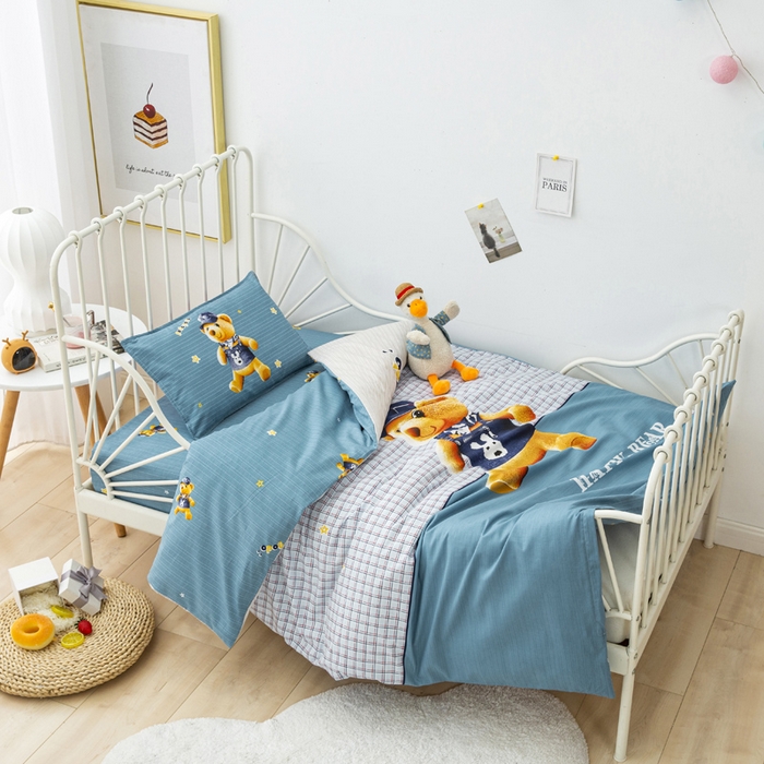 91家纺网 家纺一手货源 找家纺 2025新品全棉大版幼儿园三件套儿童被褥六件套宝宝午睡入园婴儿床床上用品 熊先生