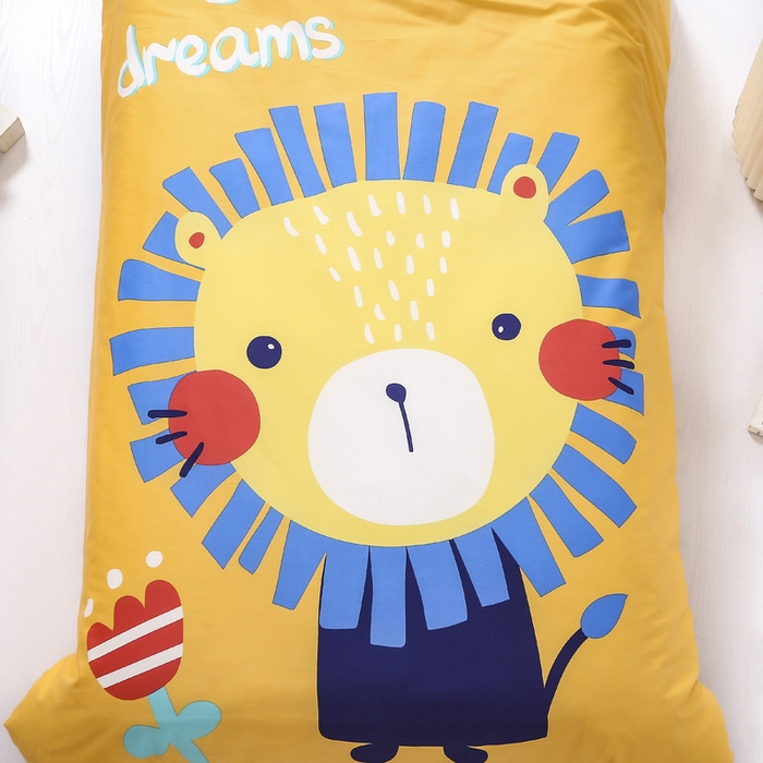 91家纺网 家纺一手货源 找家纺 2025新品全棉大版幼儿园三件套儿童被褥六件套宝宝午睡入园婴儿床床上用品 甜心狮子