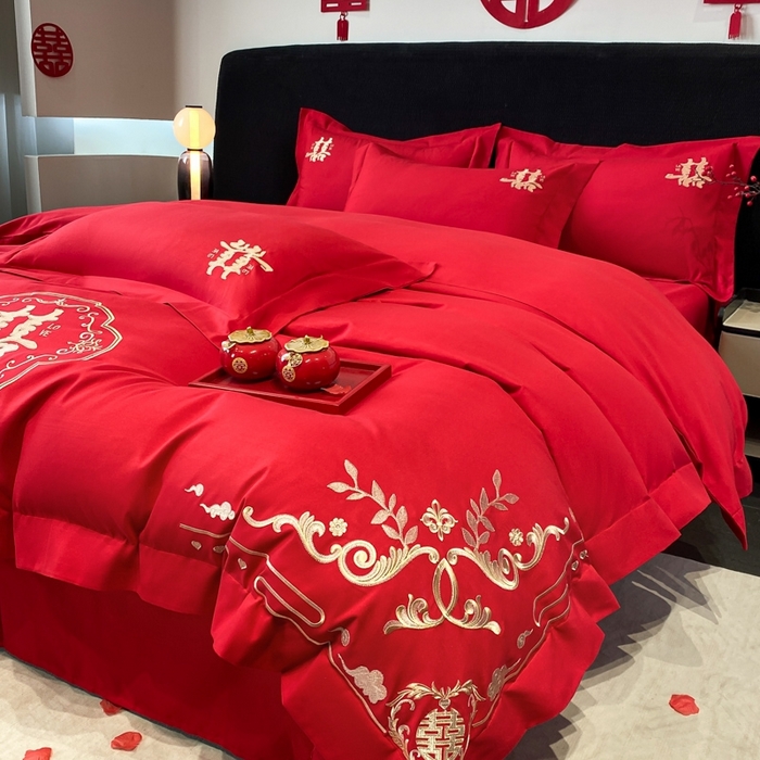 91家纺网 家纺一手货源 找家纺 青柚 2025新款高端婚庆刺绣四件套（标准不低于158加大不低于168以此类推，低价必投不撤销） 喜遇