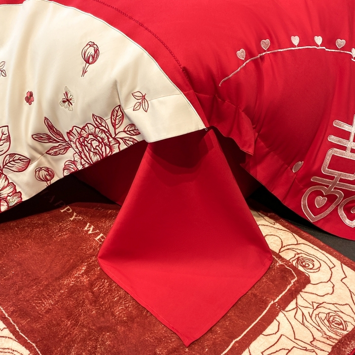 91家纺网 家纺一手货源 找家纺 青柚 2025新款高端婚庆刺绣四件套（标准不低于158加大不低于168以此类推，低价必投不撤销） 余生欢喜