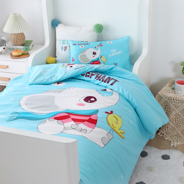 91家纺网 家纺一手货源 找家纺 2025新品全棉大版幼儿园三件套儿童被褥六件套宝宝午睡入园婴儿床床上用品 象宝宝