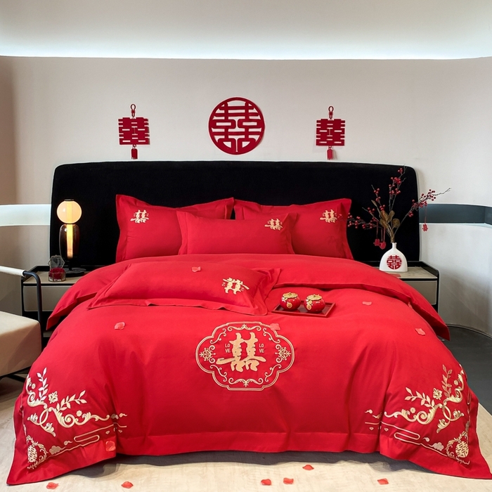 91家纺网 家纺一手货源 找家纺 青柚 2025新款高端婚庆刺绣四件套（标准不低于158加大不低于168以此类推，低价必投不撤销） 喜遇