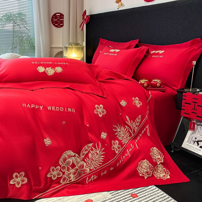 91家纺网 家纺一手货源 找家纺 青柚 2025新款高端婚庆刺绣四件套（标准不低于158加大不低于168以此类推，低价必投不撤销） 卡罗尔