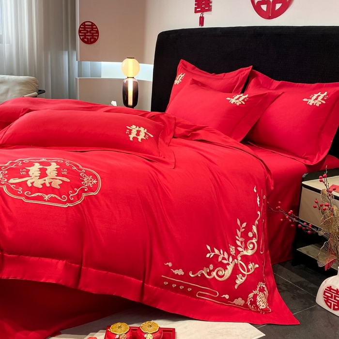 91家纺网 家纺一手货源 找家纺 青柚 2025新款高端婚庆刺绣四件套（标准不低于158加大不低于168以此类推，低价必投不撤销） 喜遇