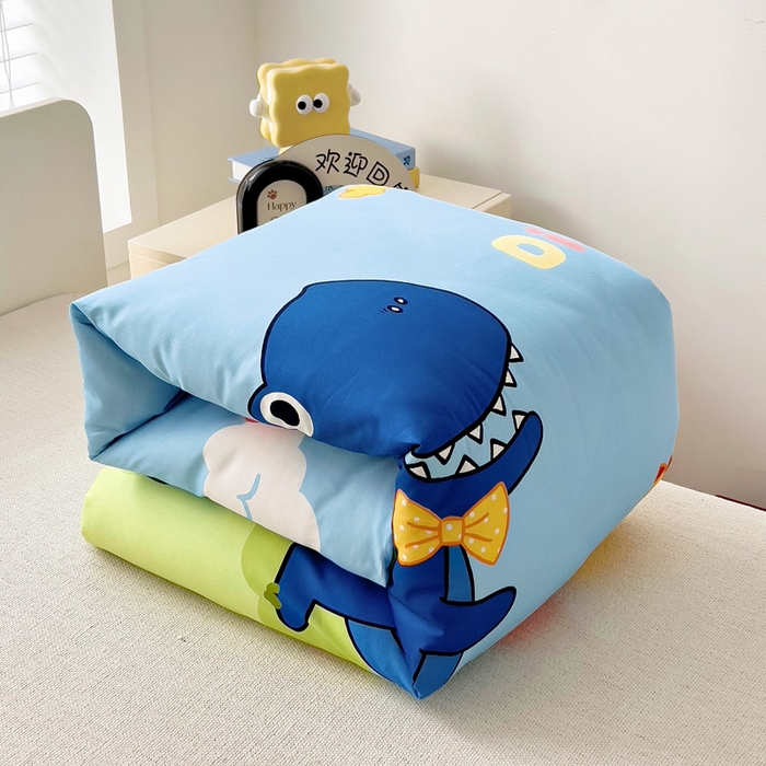 91家纺网 家纺一手货源 找家纺  2025新品全棉大版幼儿园三件套儿童被褥六件套宝宝午睡入园婴儿床床上用品 恐龙花园